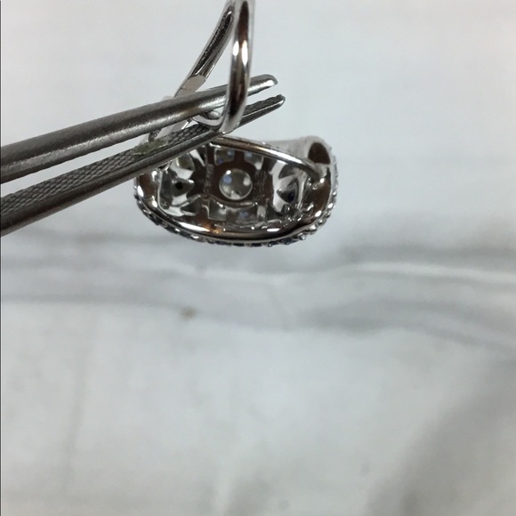 Sterling silver earrings with sapphire and diamond